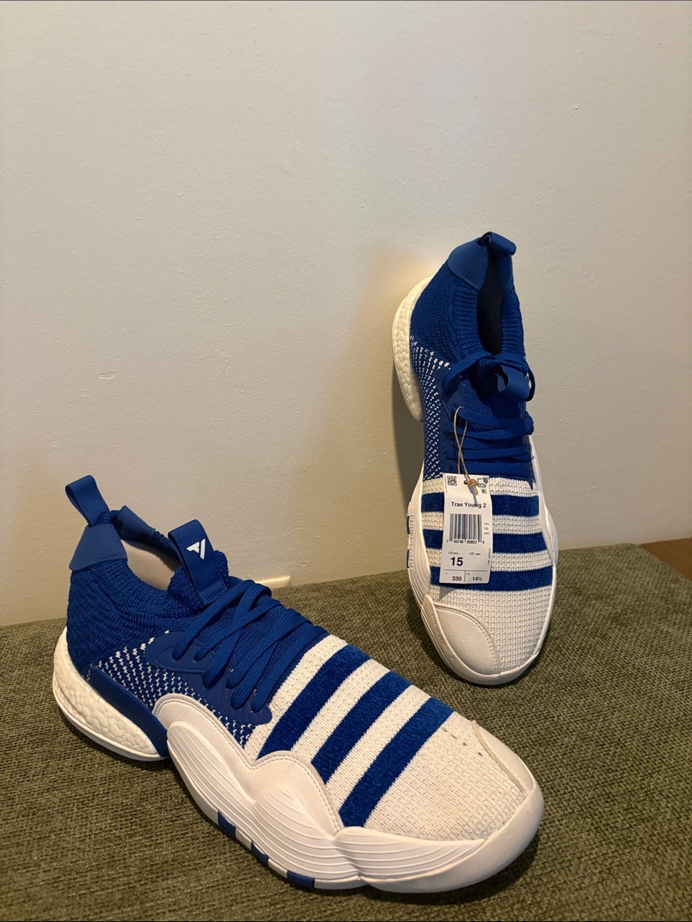 adidas Blue and White Athletic Knit Sneakers